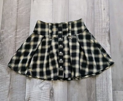 Hot Topic Yellow Black Plaid Mini Skirt Size S Read Descript