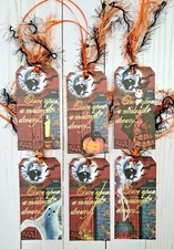 6 Halloween Handmade Gift Tags Scrapbooks Bookmarkers Junk Journals Crafts