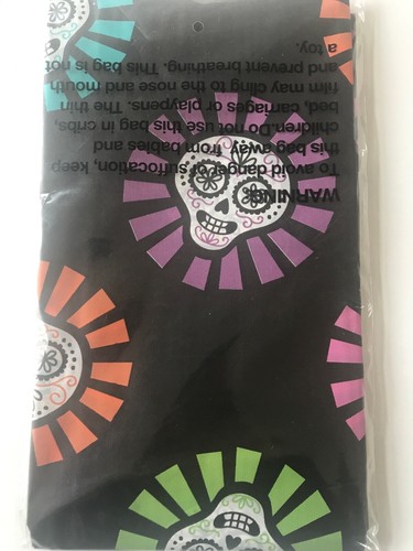 Halloween Sugar Skull Plastic Tablecloth Size 54 X 108 “ New Day Of The Dead - Picture 3 of 3