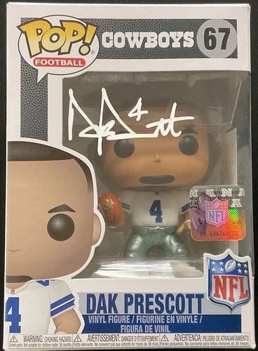 DAK PRESCOTT Signed Autographed Funko POP 67 Dallas Cowboys BECKETT WC46414