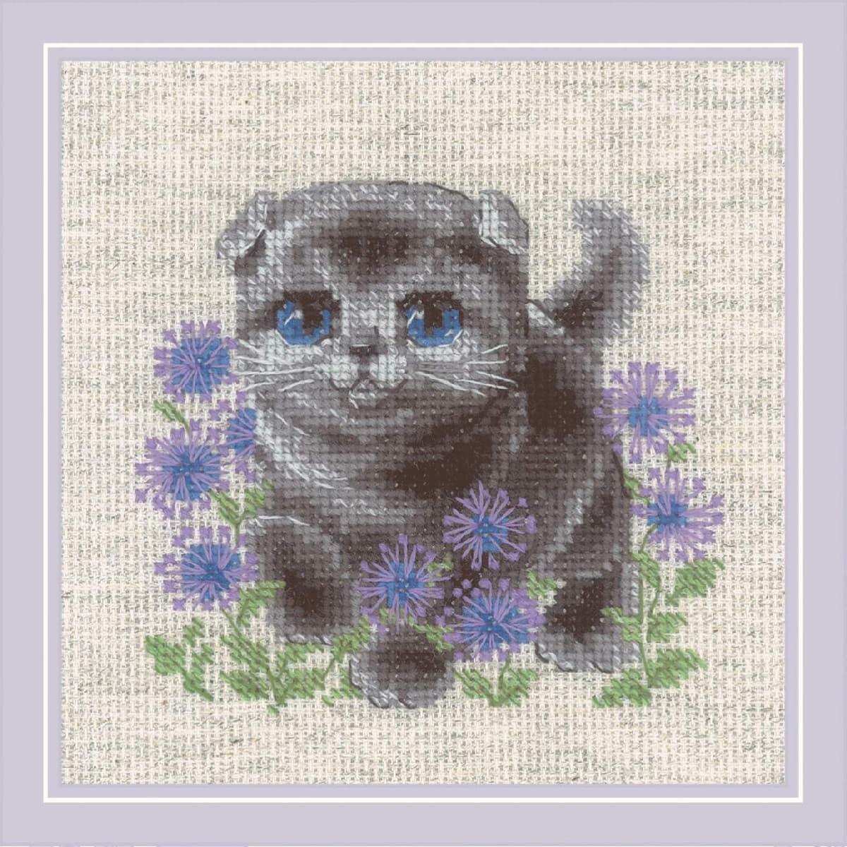 Riolis counted cross stitch kit ""Lop-eared Kitten"", 15x15cm, DIY