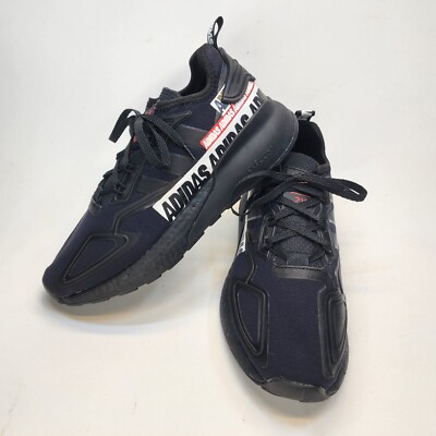 Mens Size 7 Adidas ZX 2K Boost Bold Logo Graphic Sneakers Black FX7038 