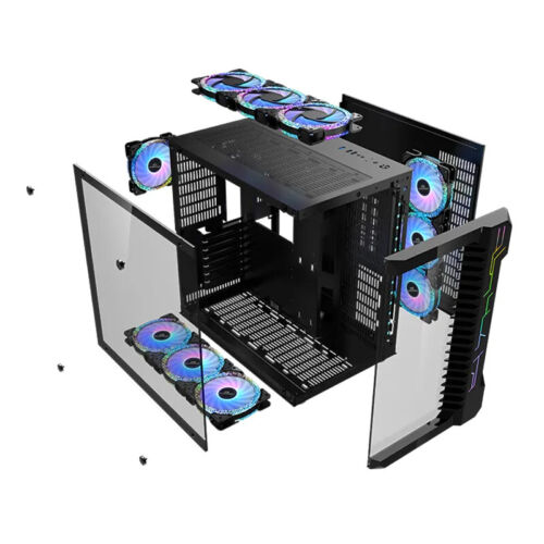 LVPATECH PC Gaming Computer Case Tempered Glass ATX Tower with 3 RGB fans - Picture 4 of 8