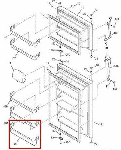 Papelera de puerta blanca (abajo) compatible con refrigerador Frigidaire 240338101 - Imagen 3 de 3