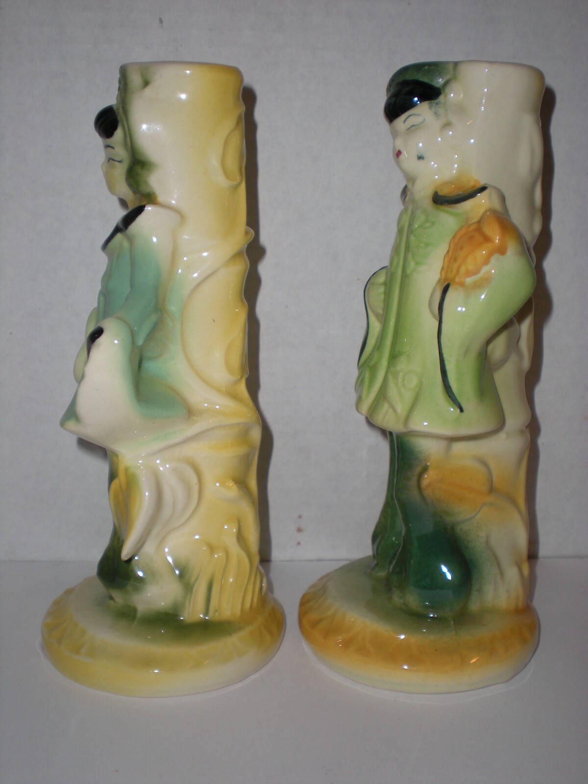 2 Vintage MCM Chinese Asian Woman Man Figural Table Lamp Bases eBay