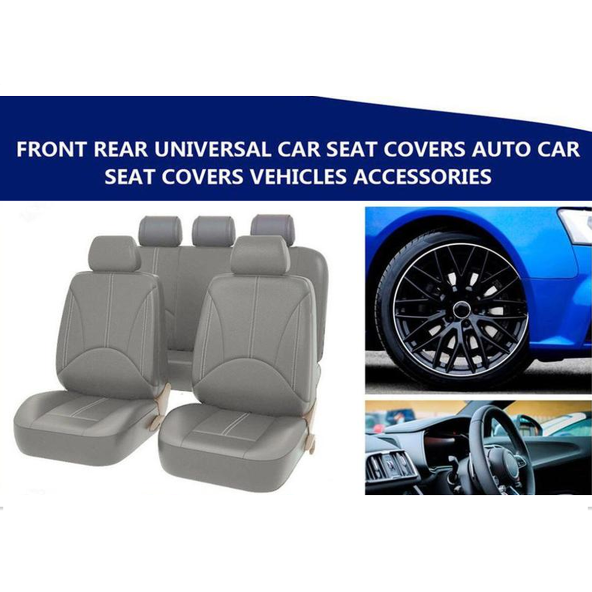 9Pcs Car Seat Front Rear Car Interior Beige Leather Breathabl High Quality Cover