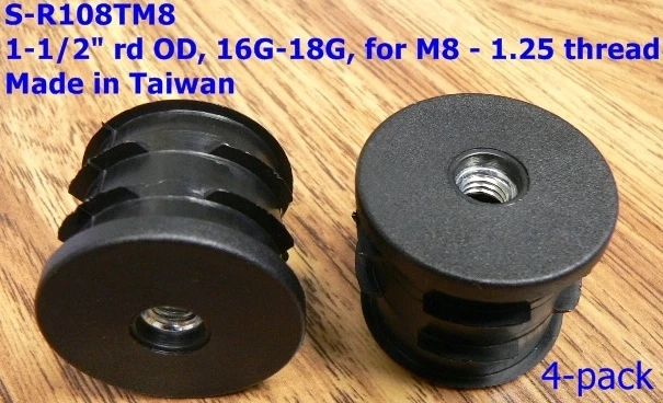 Oajen caster socket furniture insert for metric M8 - 1.25 thread, for 1-1/2" OD