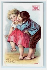 James Pyles Pearline "Stolen Kiss" Cute Romantic Victorian Trade Card 