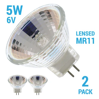 SATCO 2 Pack Fiber Optic Cover Reflector 5W MR11 Narrow Flood NFL 6V Bi-Pin 2-Pin GZ4