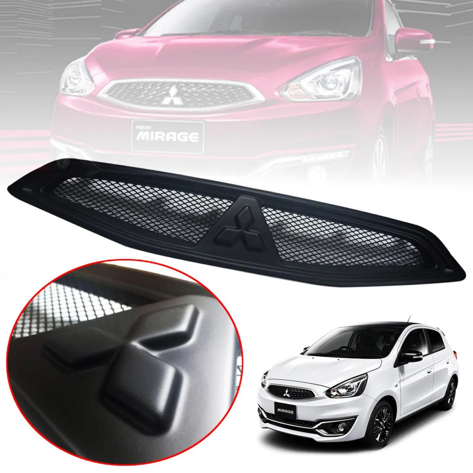 Fit Mitsubishi Mirage 2016-2018 Mesh Matte Black Front Grille ABS Plastic Made - Image 2 of 2