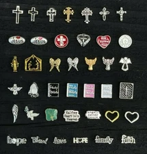Floating Charm Love Cross Religious Hope Family Faith Bible for Glass Lockets