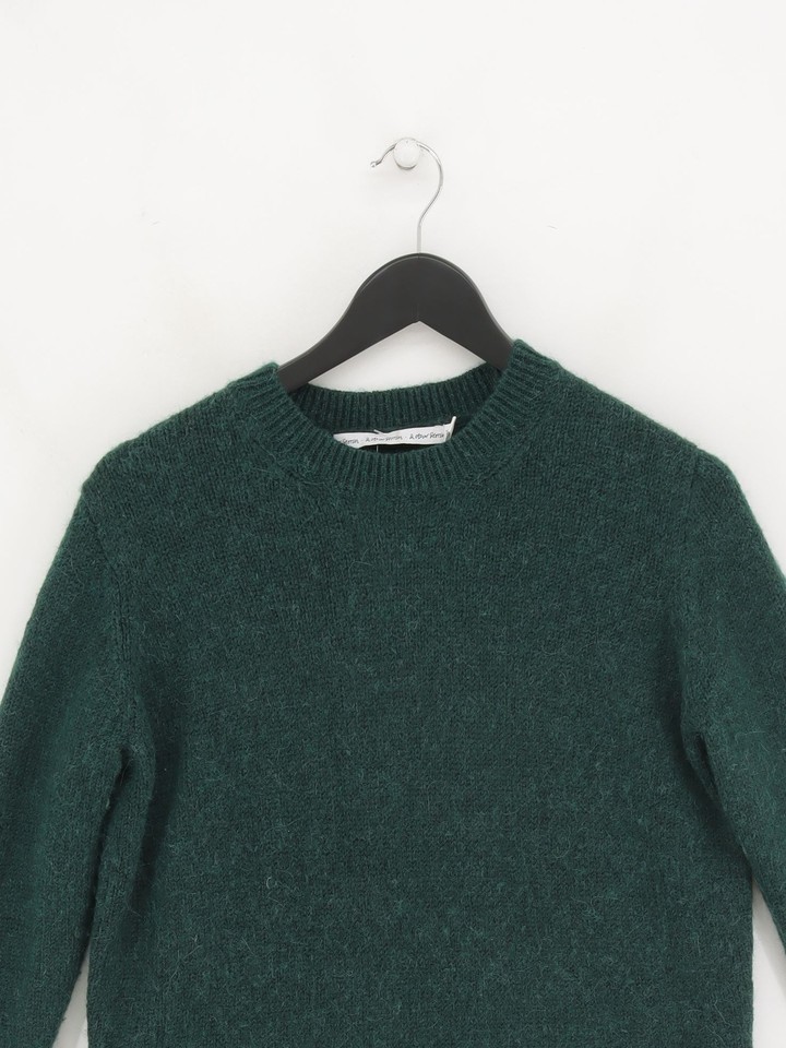 & Other Stories Women's Jumper S Green Wool with Polyester Round Neck