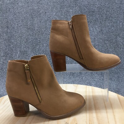 Diba Boots Womens M Ankle Booties Heels Casual Brown Leather Zipper Low  Top