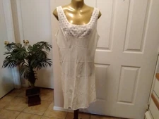 Vintage Full Slip Dress Chemise European Size L Pale Yellow w/Lace