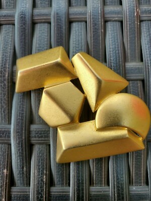 Fabulous Vintage Modernist Brooch - 3D Geometric Shapes - Gold Tone - Unsigned