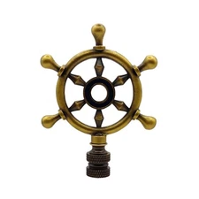 Lamp Finial-SHIPS WHEEL-Aged Brass Finish, Highly detailed metal casting