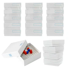 2in Cardboard Freezer Boxes for Lab, Premium White, 5/Bag, 100/Case