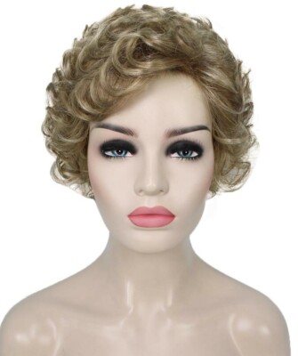 Monroe - Curly Kanekalon Synthetic Fiber Full Wig, 4 - 4.5 in, Ash Blonde