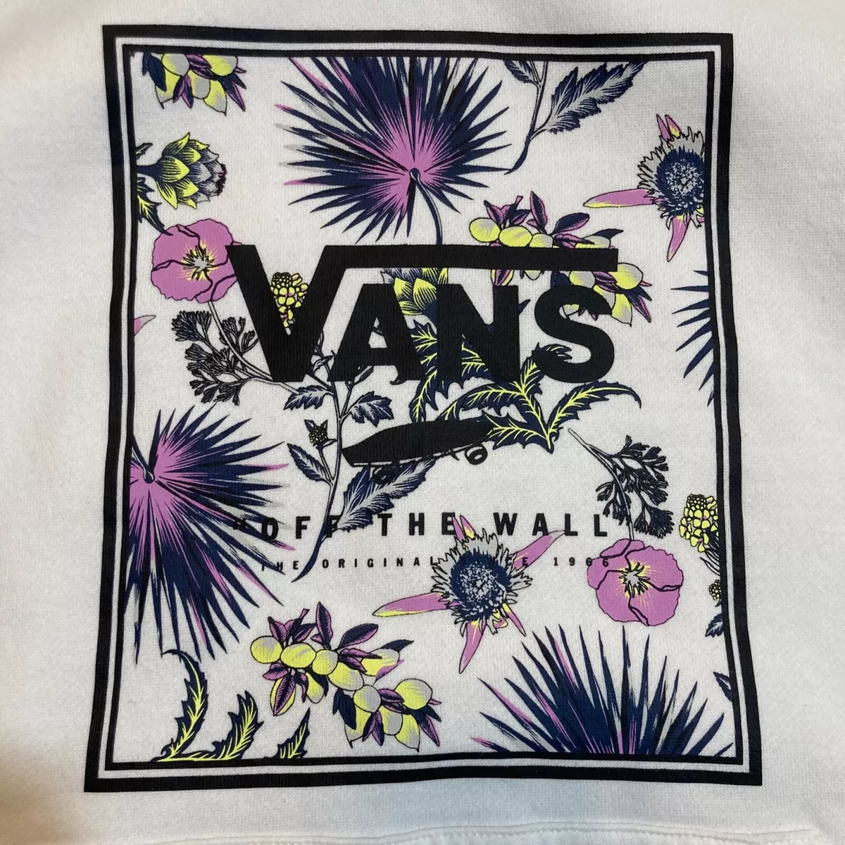 Vans Off The Wall Womens XS Hoodie Jumper Sweatshirt Skateboard Off White EUC