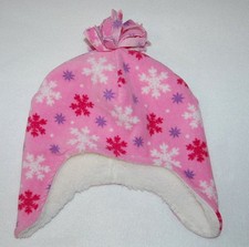 Toddler Girls Winter Hat FLEECE Sherpa Lining PINK SNOWFLAKE