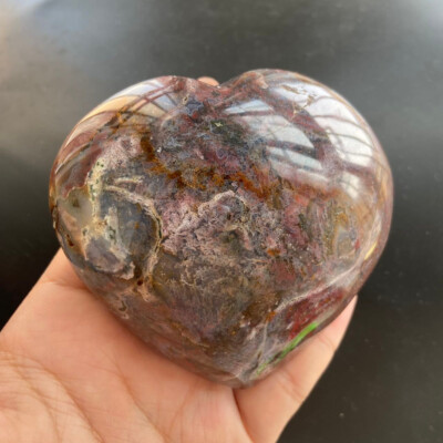 282g Ocean Jasper Heart Carving Stone Crystal Specimen Healing Positive Energy