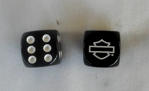 Harley Davidson Black  White  Gaming Dice Set Of Two Dice Licensed Harley