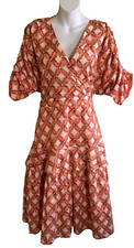 INC INTERNATIONAL CONCEPTS Sz Med COTTON TIERED RUFFLE DRESS LORELAI LATTICE