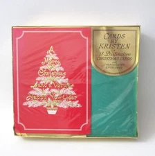 Vintage Boxed Cards By Kristen Gold White Christmas Tree New Old Stock Burgoyne