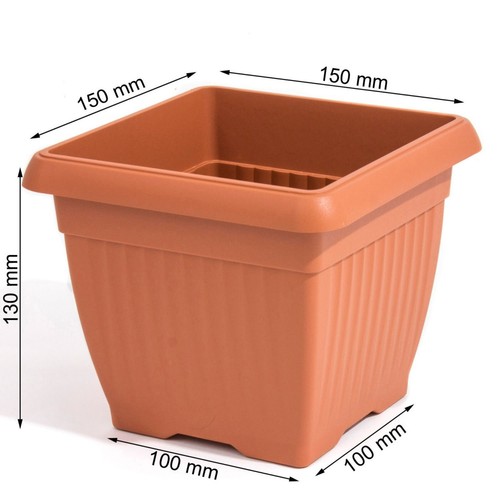 Blumenkübel Blumentopf mit Untersetzer quadratisch anthrazit terrakotta 6 Größe - 第 4/19 張圖片