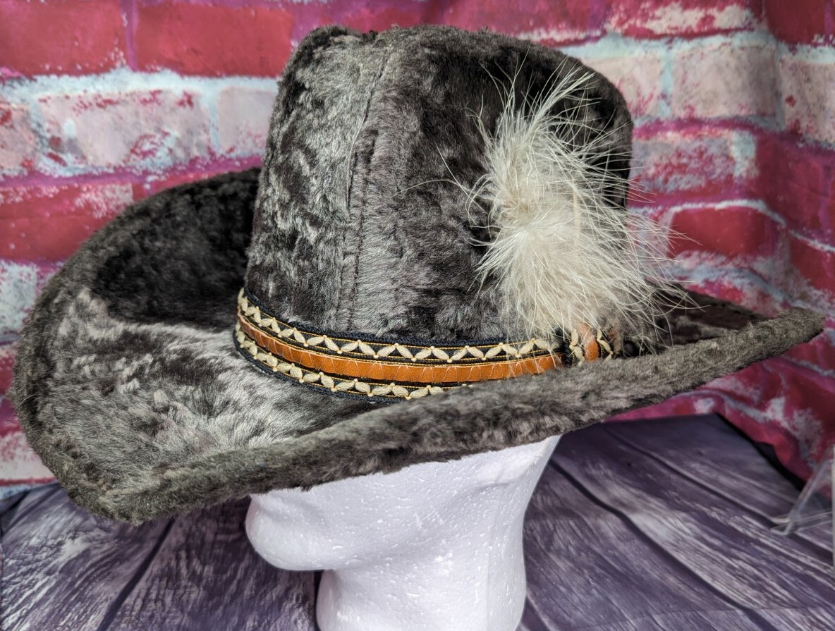 RARE VINTAGE LONG HAIR BEAVER FUR FELT Cowboy Hat Country Musician