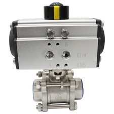 NPT 1'' 3-piece Pneumatic Double Acting Air Actuated Stainless Steel Ball Valve