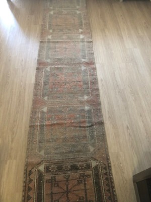 VINTAGE WOOL TURKISH HANDMADE RUNNER 11'2''x 2'8'', FREE SHIPPING!!!