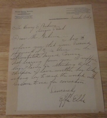 Handwritten Signed Letter by Miss Effa Ellis (Perfield) Requesting Payment 