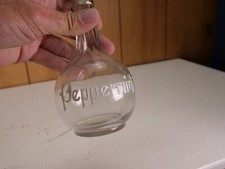 Vintage Antique Apothecary PEPPERMINT Bottle Medicinal Raised Letters Stopper