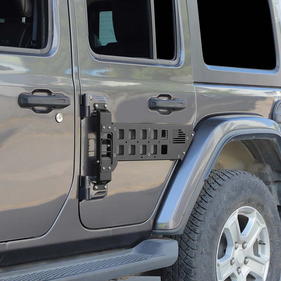 Car Rear Door Storage Molle Panel Organizer W/ foot Pegs for Jeep Wrangler JK JL - Image 2 of 4