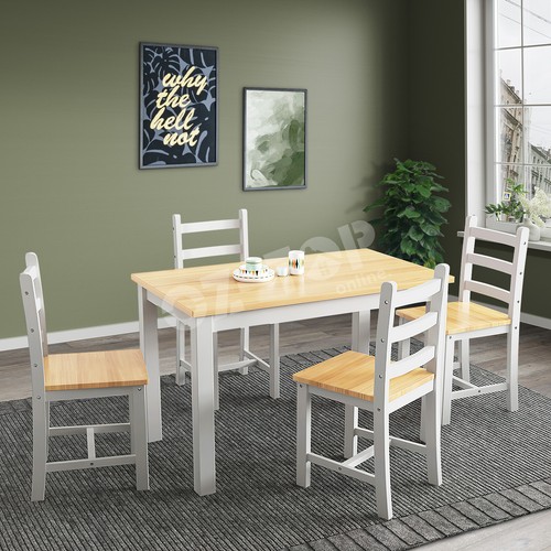 Dining Table Wooden Rectangular Kitchen Living Room Furniture 4 Chairs Grey Oak - Picture 6 of 9