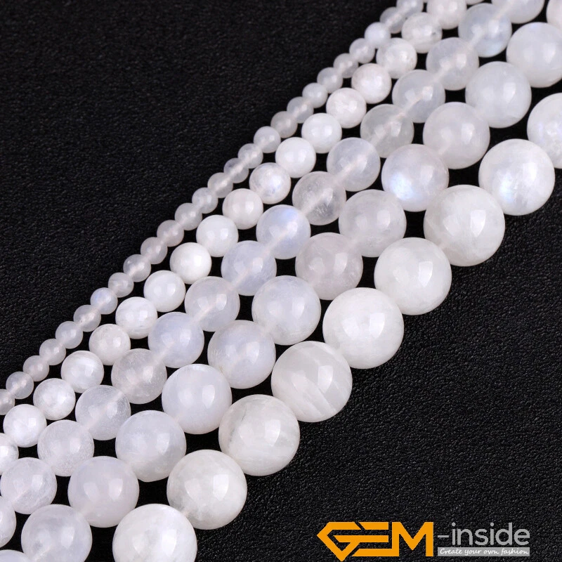 Natural Blue Rainbow Flash Moonstone Gemstone Round Beads For Jewelry Making 15