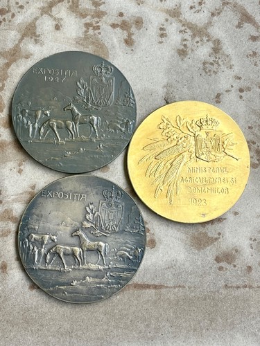Rare 3 pieces of Romanian plaques medals Ministry of Agriculture 1923-1926-1927