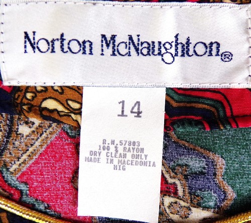 NORTON McNAUGHTON size 14 multicolor 2-piece set blouse/skirt rococo pattern - Picture 10 of 11