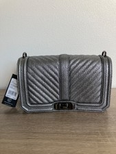 Rebecca Minkoff Chevron Quilted Love Crossbody- Anthracite