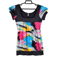 Womens Multicolor Dress Short Sleeve Square Neck Vivid Pullover Short Sleeve M