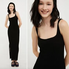 Max & Co. Igloo Rib Knit Tank Maxi Dress Black Women's M