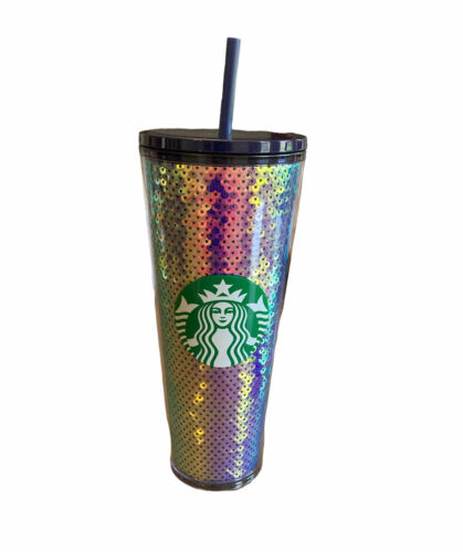 Starbucks Purple Sequin Tumbler Season Cold Cup Venti Sparkle 24oz New