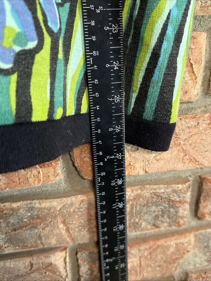 Cárdigan Suéter Vintage Para Mujer Talla Med BOB MACKIE Usable Arte Estampado Floral Foto 3 de 4