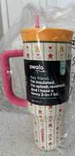 Owala 40oz Tumbler Flower Crown Color Drop FreeSip Water Bottle Day Gift NEW
