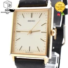 Vintage [ Exc+5 ] SEIKO 7N01-5050 White Dial Gold Square Tank 25mm Watch JAPAN