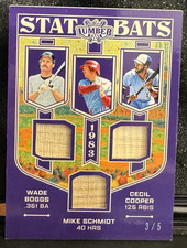 2025 Leaf Lumber Stat Bats Boggs Schmidt Cooper #STB-2  /5 Red Sox Phillies