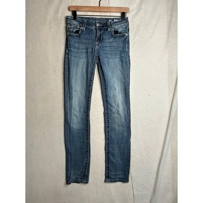 Miss Me Standard Straight Jeans Womens 28 Blue Denim Medium Wash E3264FTL