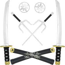 Ninja Sword Toy Set - Fighting Warrior Costume Set with Katana Swords, Sai Dagge