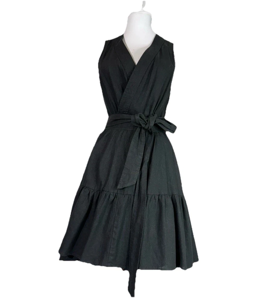 christian lacroix linen wrap dress Christian Lacroix Linen Blend Mini Wrap Dress Butterfly Garden Floral L New